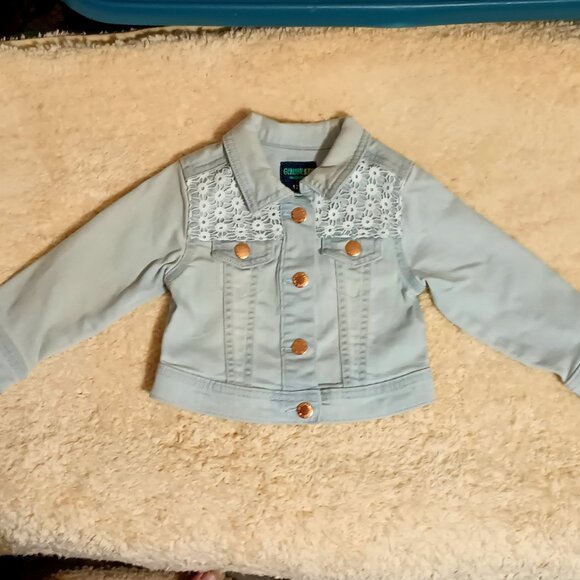 NWT ~Genuine Kids, from Oshkosh, Light Denim Jacket w/ Lace Accents (12 Months) - Picture 7 of 9